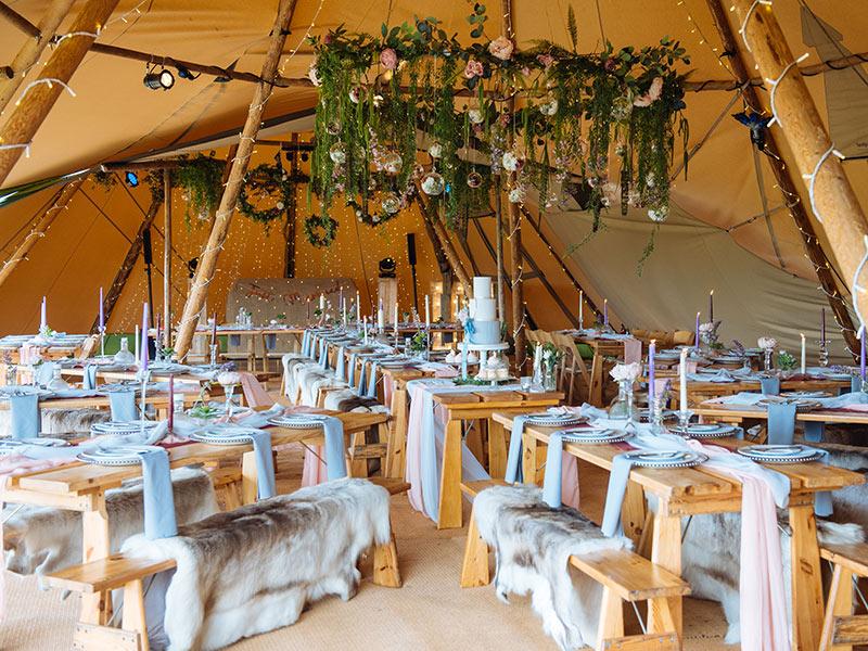 Tentipi Event Products Interiors Tables Benches Reindeer hide feature image